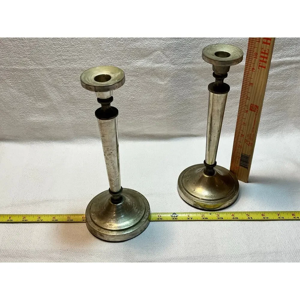 Restoration Hardware Silver Taper Candle Holders – Pair